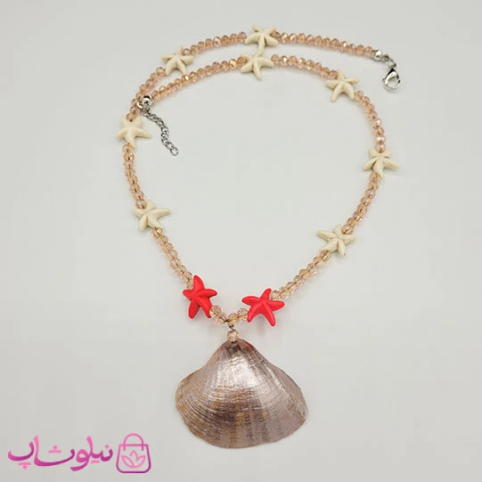 گردنبند زنانه دستساز برند N&SH مدل صدف صورتی روشن کد 150