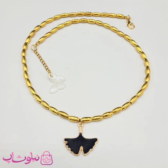 گردنبند زنانه دستساز برند N&SH مدل فانتزی پروانه مشکی کد 120