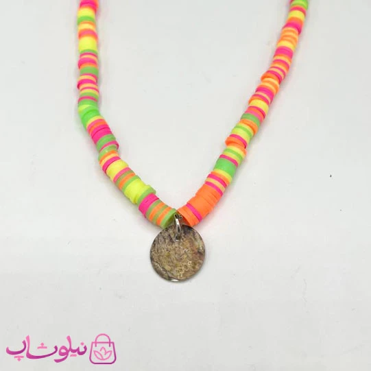 گردنبند زنانه فیمو با رنگ نارنجی زرد سبز کد 30