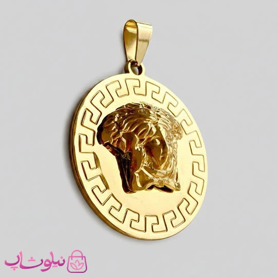 گردنبند زنانه مدل ورساچه طلایی پلاک بزرگ (قطر 4.5 سانت) کد 260