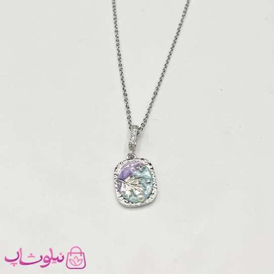 گردنبند زنانه میناکاری شده طرح برگ کد 98