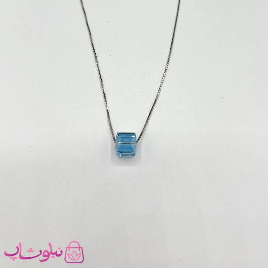 گردنبند زنانه نقره سواروسکی با کریستال آبی کد 1300