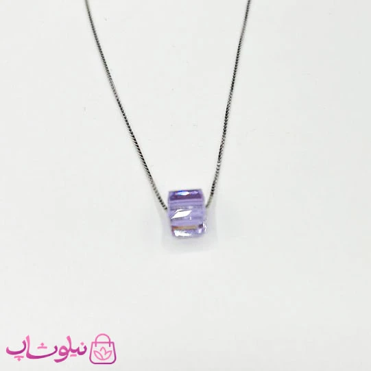 گردنبند زنانه نقره سواروسکی با کریستال بنفش کد 1300