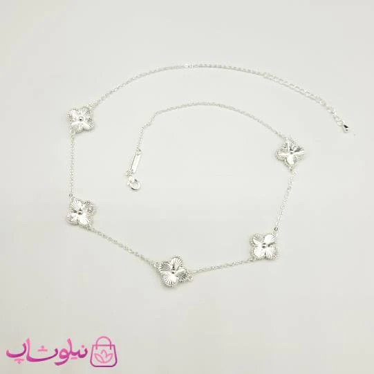 گردنبند زنانه ونکلیف فول آبکاری نقره تراشدار کیفیت مستر کد 550