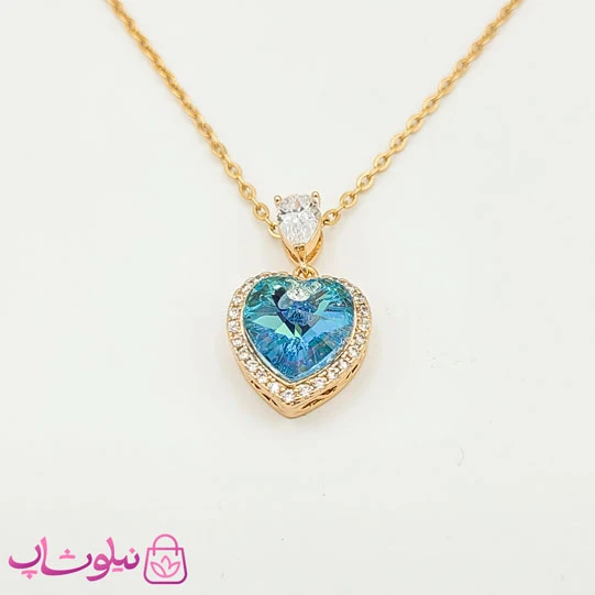 گردنبند سواروسکی ژوپینگ مدل قلب آبی کد 208