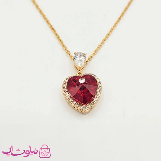 گردنبند سواروسکی ژوپینگ مدل قلب قرمز کد 2981