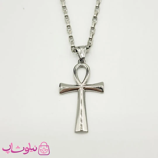 گردنبند صلیب نقره ای استیل کد 799