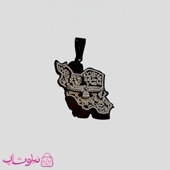 گردنبند فروهر و نقشه ایران مدل مشکی رنگ کد 240