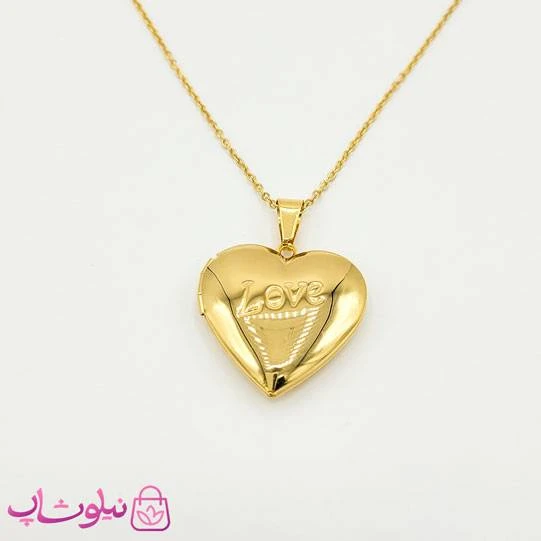 گردنبند لاکت قلب طلایی با طرح Love
