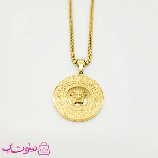 گردنبند مردانه مدل ورساچه سر شیر طلایی کد 1488