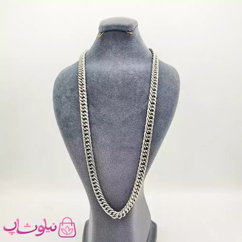 گردنبند مردانه کارتیه استیل نقره ای کد 3991
