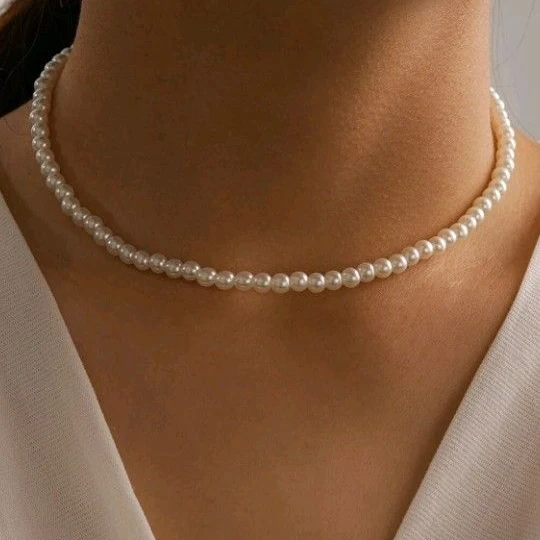 گردنبند مروارید سنگی ریز شیک