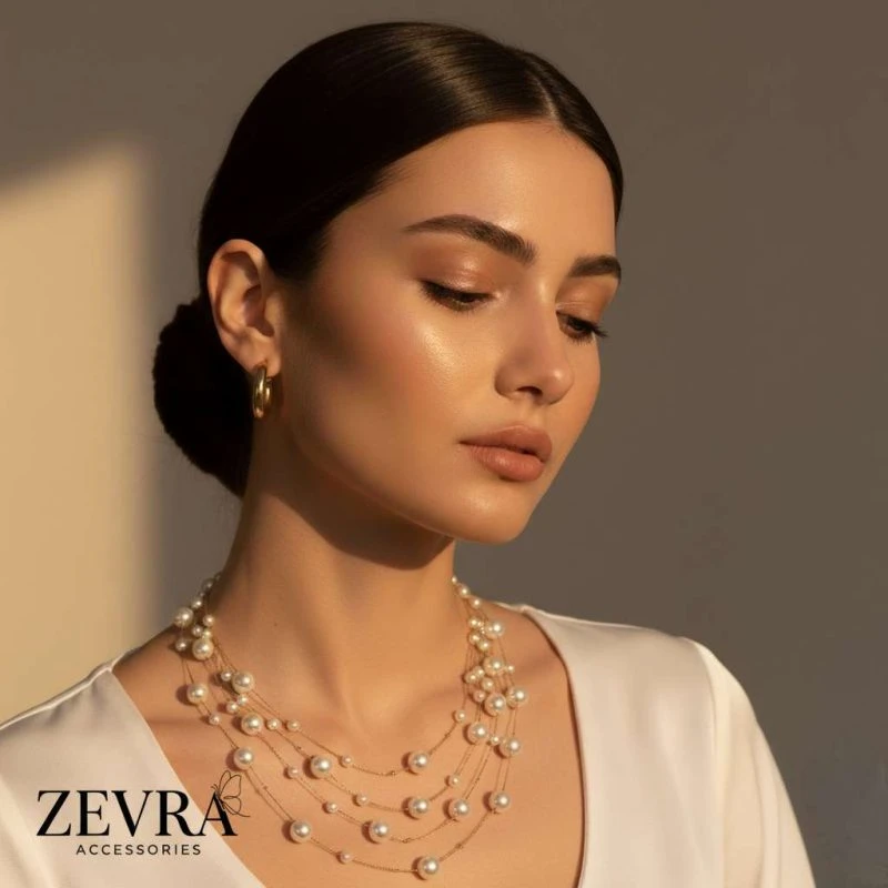 گردنبند مرواریدی زنانه ظریف و کلاسیک