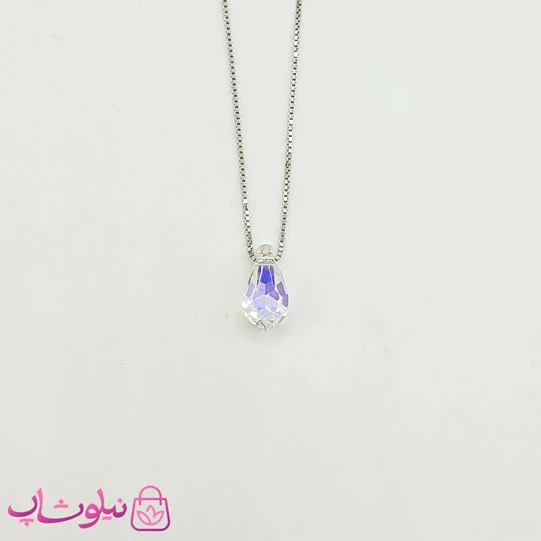 گردنبند نقره سواروسکی دخترانه ظریف مدل اشک وزن 1/620 گرم کد 1300