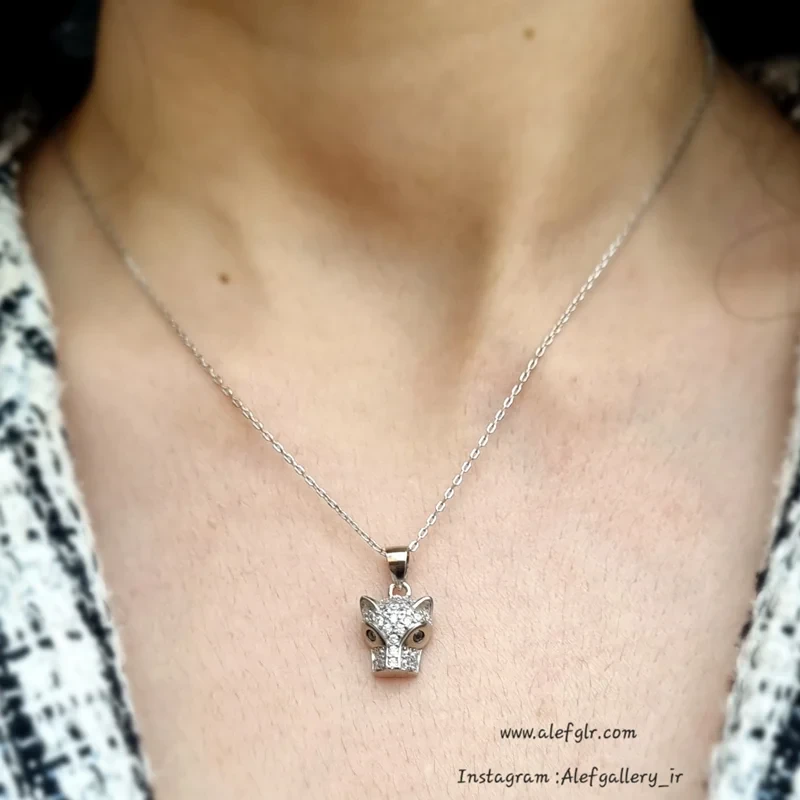 گردنبند نقره طرح ببر کارتیر نگین کاری شده (ارسال رایگان) کد 250082