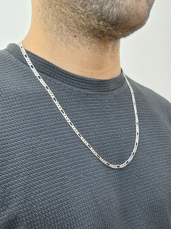 گردنبند نقره مردونه فیگارو واراداتی آبکاری طلا کد 240176 (ارسال رایگان)