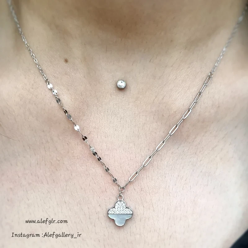 گردنبند نقره ونکلیف نگین کاری شده (ارسال رایگان) کد 250132