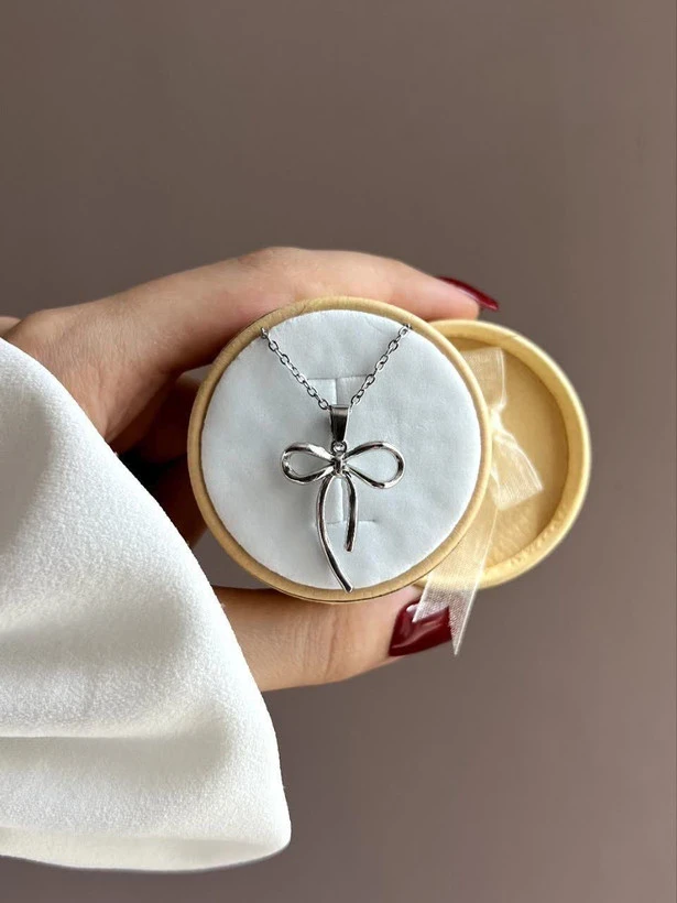 گردنبند پاپیون پینترستی زنجیر استیل🎀