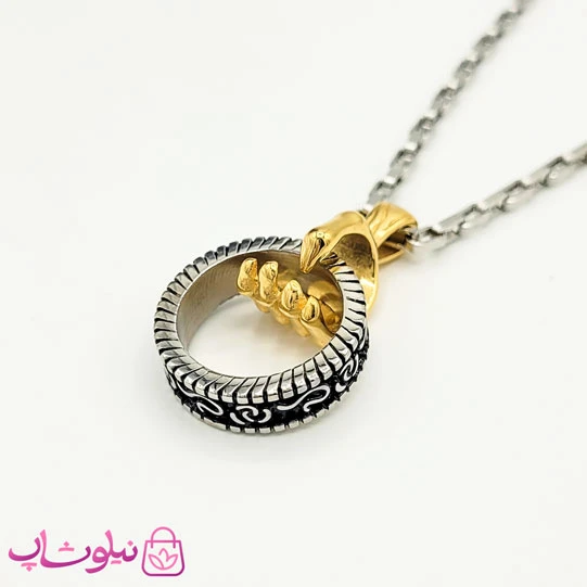 گردنبند پسرانه استیل مدل حلقه و دست کد 1791