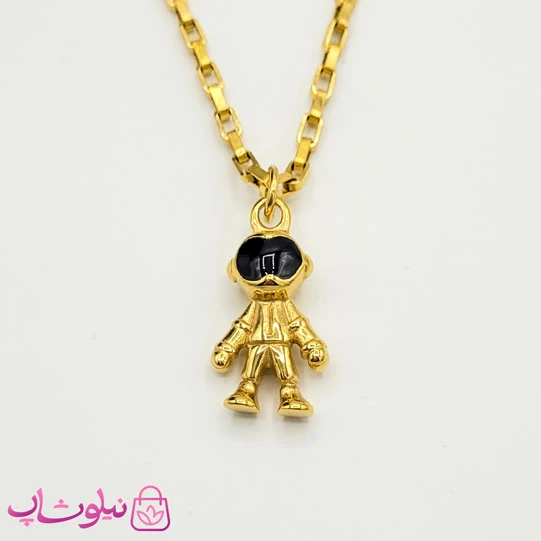 گردنبند پسرانه مدل آدم فضایی طلایی استیل کد 691