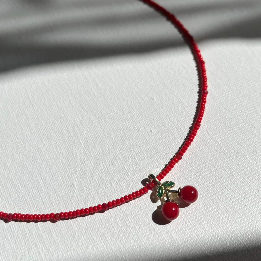 گردنبند گیلاس cherry قرمز