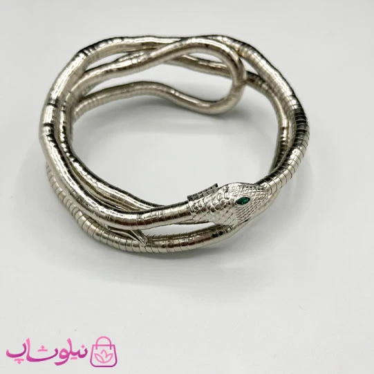 گردنبند یا دستبند منعطف طرح مار نقره ای رنگ کد 143