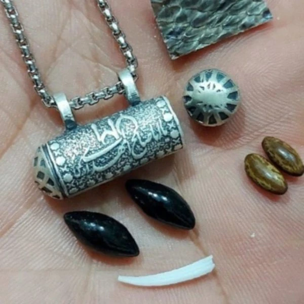 گردنبندمهره مار دانه برنجی افعی