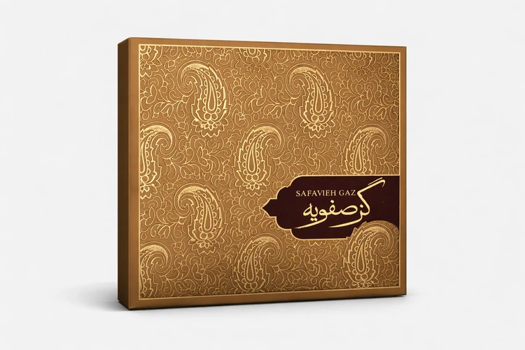 گز پِسته ای اصفهان. برند گز صفویه. ۴۰٪آردی. ۵۰۰ گرمی