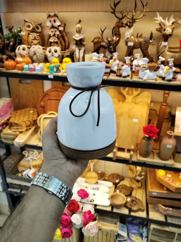 گلدان سرامیکی زیره چوبی