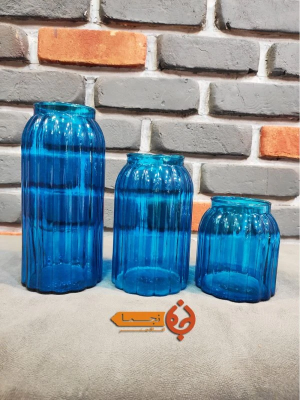 گلدان شیشه ای رنگ آبی کد 64k3t07