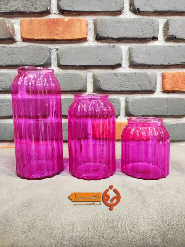 گلدان شیشه ای رنگ صورتی کد 64k3t05