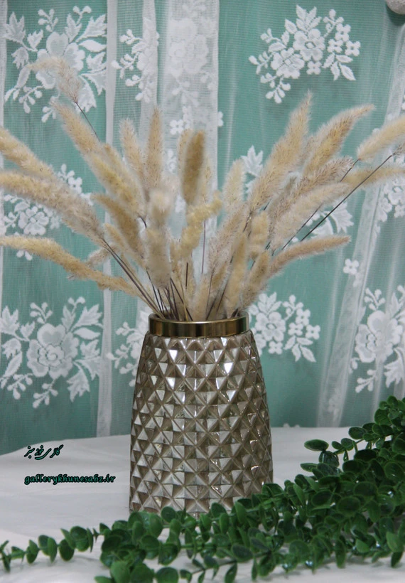 گلدان شیشه ای رنگ عسلی