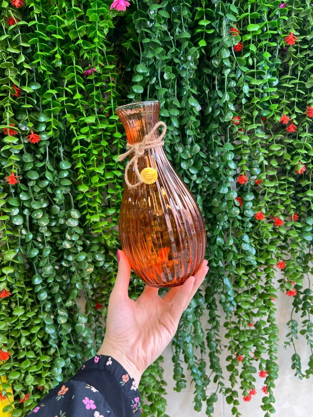 گلدان شیشه ای رنگ نارنجی