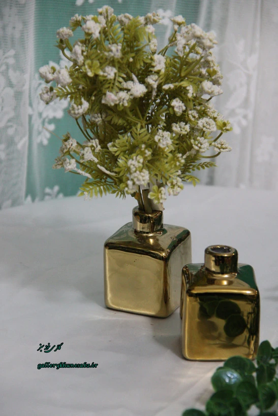 گلدان طلایی دکوراتیو سرامیک آبکاری شده