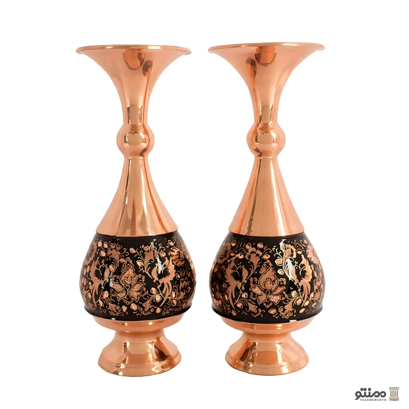 گلدان مس تراش ارتفاع 25 بسته 2 عددی