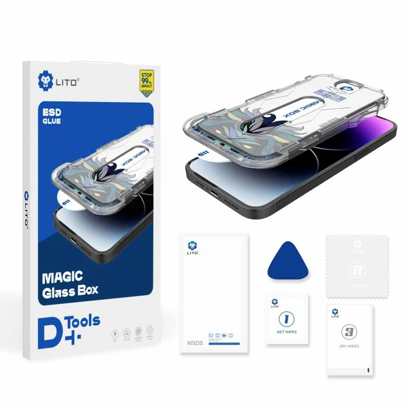 گلس شفاف با ماژول نصب آسان آیفون 17 پرو مکس Lito D+ Tools