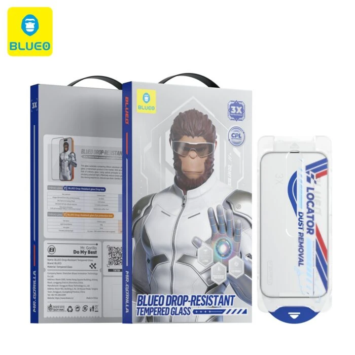گلس محافظ صفحه BLUEO بلو Drop-Resistant Tempered Eye Protection Glass With Applicator با اپلیکاتور