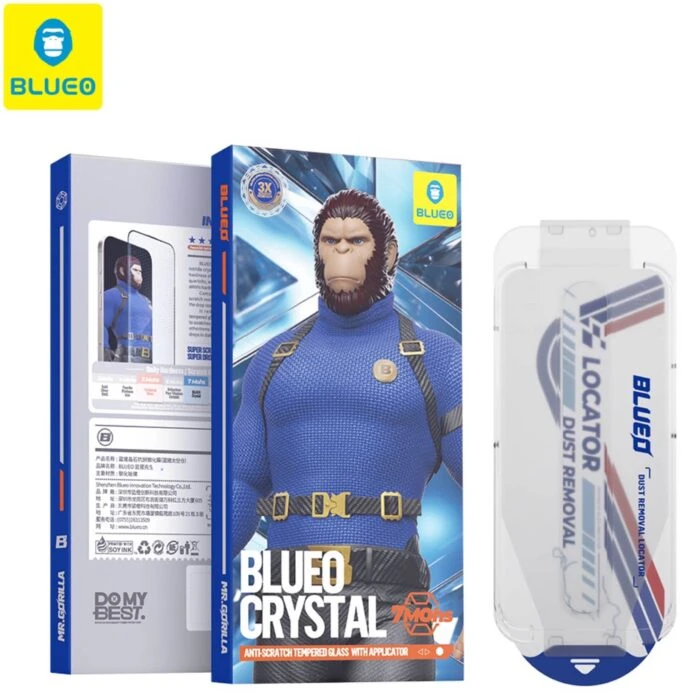 گلس محافظ صفحه BLUEO بلو کريستالي Crystal Anti-Scratch شفاف با اپليکاتور