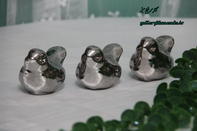 گنجشک دکوری نقره ای سرامیک آبکاری شده