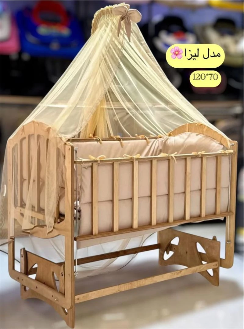 گهواره چوبی برند ماتاکیدز Mata kids مدل لیزا (120*70)