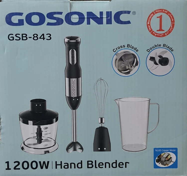 گوشت‌کوب برقی گوسونیک مدل GSB-843 ظرفیت ۰.۷ لیتر ۴ کاره