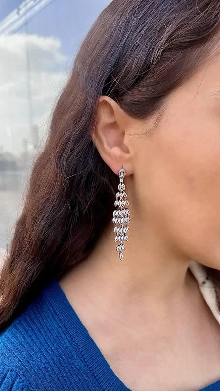 گوشوار جواهری نگین اتمی آبکاری طلا کد 240319