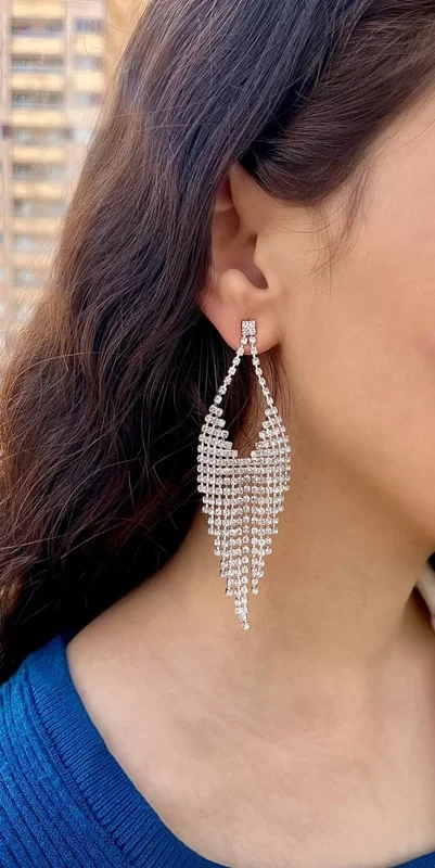 گوشوار نگین دار آویز (ارسال رایگان) کد 240318