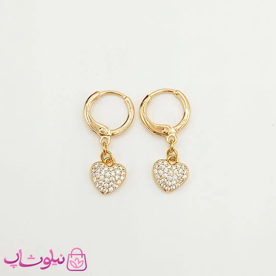 گوشواره آویز دخترانه ژوپینگ مدل قلبی کد 1390