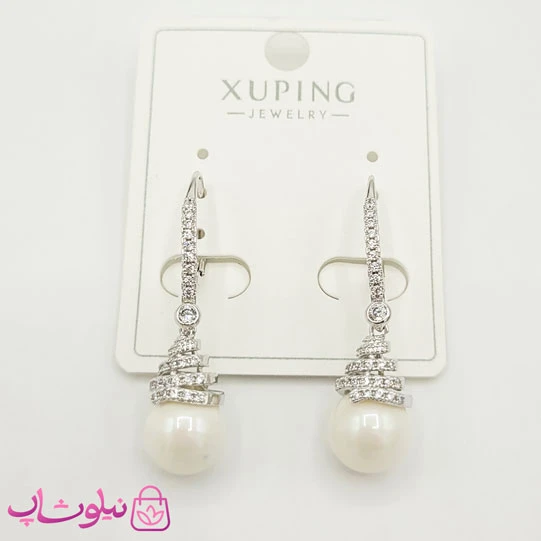 گوشواره آویز ژوپینگ زنانه نگیندار سیلور کد 1491