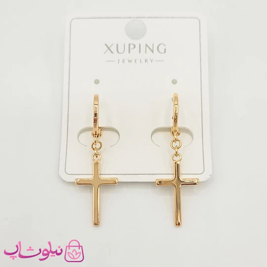 گوشواره آویز ژوپینگ طرح صلیب کد 1491