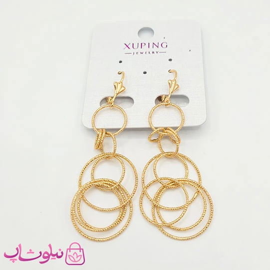 گوشواره آویز ژوپینگ مدل حلقه های تودرتو کد 799