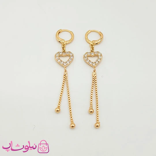 گوشواره آویز ژوپینگ مدل قلب توخالی کد 1391