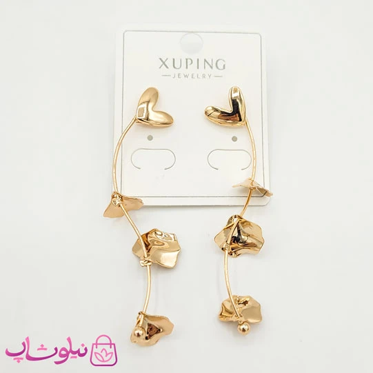 گوشواره آویز ژوپینگ مدل قلب و برگ کد 1491