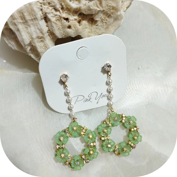 گوشواره آویز گل تک رنگ
